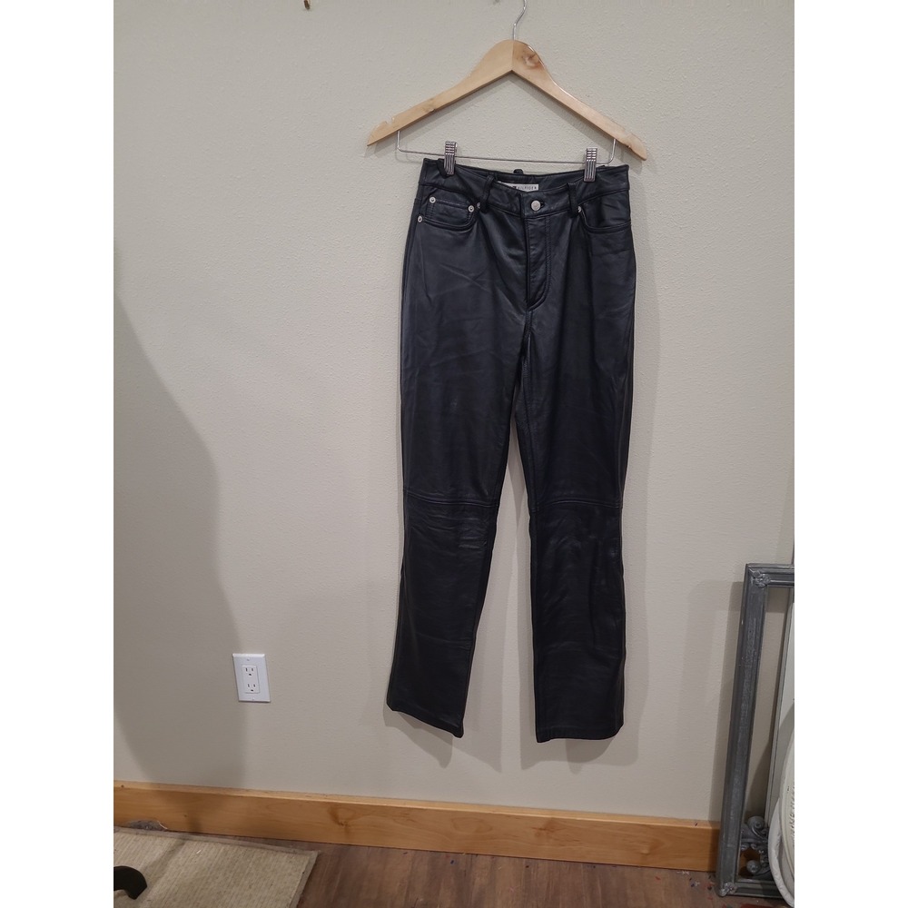 VTG Tommy Hilfiger blk. 100% Leather classic pants lined women SZ 4 straight leg